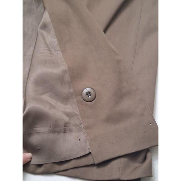 Kristen Blake 100% Wool Trench Coat Belted Sz L 12 Tan Long Winter Vtg USA Flaw - Picture 16 of 16